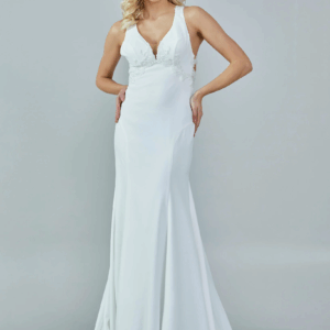 Sleeveless Maxi Satin Wedding Dress