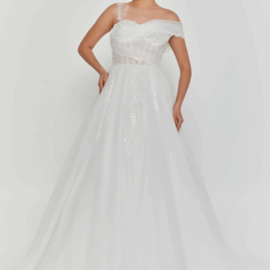Off Shoulder Maxi Tulle Wedding Dress
