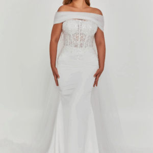 Off Shoulder Maxi Satin Wedding Dress