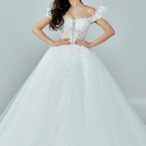 Off Shoulder Maxi Tulle Wedding Dress