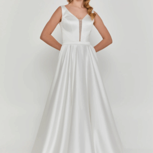 sleeveless maxi satin wedding dress
