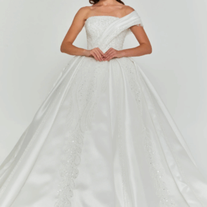 one shoulder maxi polyester wedding dress