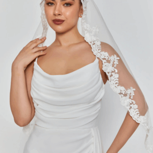 lace double tier tulle veil