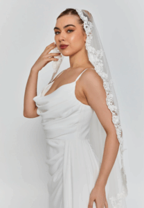 lace double tier tulle veil