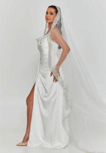 beaded section single tier tulle veil abbdvk 220