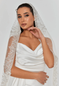 beaded section single tier tulle veil abbdvk 220