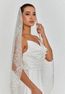 beaded section single tier tulle veil abbdvk 220