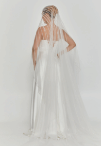beaded section single tier tulle veil