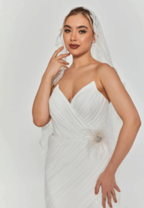 beaded section single tier tulle veil