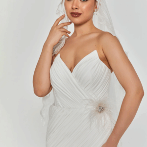 beaded section single tier tulle veil